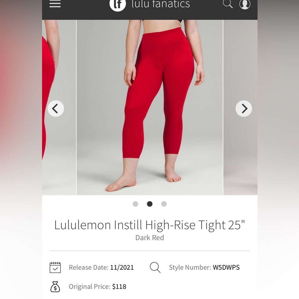 Lululemon size 14 Instill Dark Red High-Rise Tights